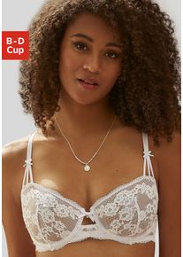 Lascana Damen Bügel-BH, Gr. 70, weiß, Microtouch, Obermaterial: 88% Polyamid, 12% Elasthan, feminin, BHs, aus feiner und floraler Spitze, Dessous