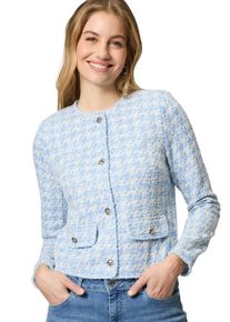 Zero Damen Jackenblazer "Zero Blazer mit Taschenklappen", blau, klassisch, Gr. 42, aufgeraut, Bouclu00e9, Obermaterial: 53% Polyester, 34% Baumwolle,