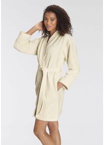 Lascana Damen Bademantel, Gr. XXL, weiß, Doubleface, unifarben, Hausmäntel