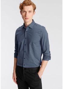 OLYMP Herren Langarmhemd "Luxor 24/Seven modern fit Jerseyshirt", blau, casual, Gr. 40, Jersey, Obermaterial: 92% Baumwolle, 8% Elasthan, Hemden, mit