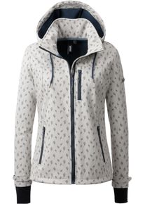 LPO Damen Softshelljacke "SHELBY PEAK VI Women", weiß, casual, Gr. 42, 96% Polyester; 4% Elastan, Jacken, leichte Softshelljacke mit All-Over-Print