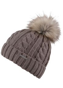 Chillouts Damen Bommelmütze "Joan Hat", braun, feminin,klassisch,modisch,sportlich, unifarben, Zopfmuster, Grobstrick, Strick, Kunstfaser, Mützen,