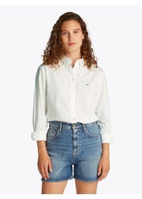 Tommy Jeans Damen Hemdbluse "TJW REG PINSTRIPE POPLIN SHIRT", beige, casual, Gr. S, unifarben, Popeline, Obermaterial: 100% Baumwolle, Blusen, mit