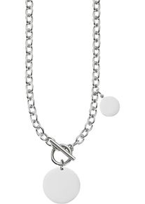 Bruno Banani Damen Kette mit Anhänger "Schmuck Geschenk Ankerkette Plättchen, B0246N/20/00/57", Edelstahl, L: 57cm B: 6mm, silber, Edelstahl, B:6mm,