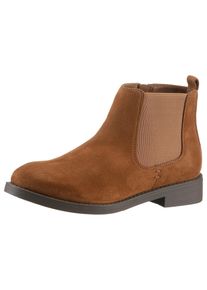 ANISTON SHOES Damen Chelseaboots, Gr. 39, braun, Textil, Veloursleder, elegant, Schuhe, Stiefelette, Blockabsatz, mit breitem Stretch - NEUE