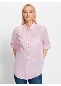Heine Damen Longbluse, rosa, Gr. 34, unifarben, 55% Baumwolle, 45% Leinen, Blusen