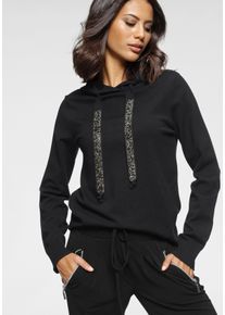 Laura Scott Damen Strickpullover, schwarz, feminin, Gr. 40, Glitzerstreifen, unifarben, Strick, Obermaterial: 50% Viskose, 28% Polyester, 22%