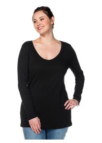 sheego Damen Langarmshirt "Große Größen", schwarz, casual, Gr. 44, unifarben, Obermaterial: 100% Baumwolle, Shirts, aus Baumwolle