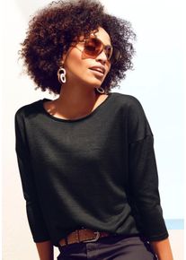 Lascana Damen 3/4-Arm-Shirt "aus feinem Strick", schwarz, casual, Gr. 32, unifarben, Obermaterial: 55% Polyester, 42% Viskose, 3% Elasthan, Shirts,