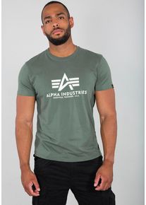Herren T-Shirt "Basic T-Shirt", grün, modisch, Gr. S, Alpha Industries, bedruckt, Single Jersey, Obermaterial: 100% Baumwolle, Shirts