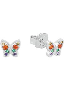 s.Oliver JUNIOR Mädchen Paar Ohrstecker "Schmetterlinge, 2037781", Silber 925 (Sterlingsilber), orange, Silber 925 (Sterlingsilber), Ohrringe, mit