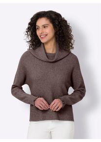 Heine Damen Strickpullover "2-in-1-Pullover", grau, Gr. 44, meliert, unifarben, 50% Viskose, 28% Polyester, 22% Polyamid, Pullover