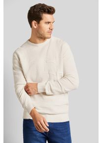 Bugatti Herren Rundhalspullover, beige, casual, Gr. M, unifarben, Sweatware, 80% Wolle, 20% Polyamid, Pullover, mit 3-D-Muster