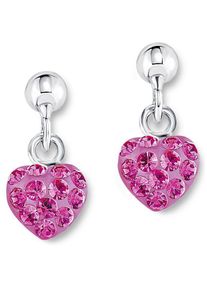 Amor Mädchen Paar Ohrstecker "Herz, 9210435", Silber 925 (Sterlingsilber), pink, Silber 925 (Sterlingsilber), Ohrringe, mit Kristallglas