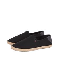 Tommy Hilfiger Herren Slipper "HILFIGER ESPADRILLE CORE TEXTILE", Gr. 43, schwarz, Baumwolle, sportlich, Schuhe, Schlupfschuh, Espadrilles,