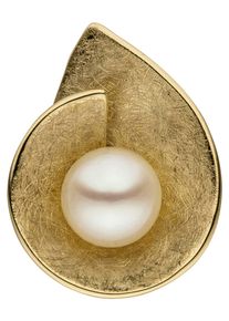 Jobo Damen Perlen-Anhänger "Anhänger mit Perle", Gelbgold 585-Perlen, gelb, Gelbgold 585, Perlen, Schmuckanhänger, 585 Gold eismatt mit