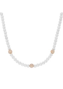 Damen Collier "mit Zirkonia und Muschelkern-Perlen, Silber 925", 45cm, Silber 925 (Sterlingsilber), rosa, Giorgio Martello MILANO, Silber 925