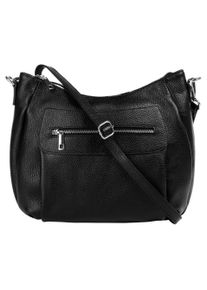 Samantha Look Damen Umhängetasche, schwarz, Leder, unifarben, Taschen, echt Leder, Made in Italy