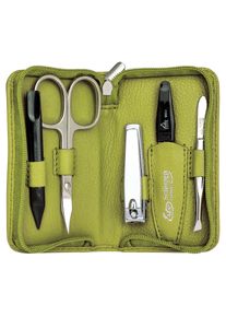 ERBE® ERBE Maniküre-Etui "Lederetui mit Zippverschluss", B/H/T: 65mm x 105mm x 25mm 5 tlg., grün, B:65mm H:105mm T:25mm, Nageletuis, bestückt mit Solinger
