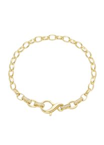 Damen Armband "Ankerkette mit Zirkonia, Silber 925", 19cm, Silber 925 (Sterlingsilber), gold, Giorgio Martello MILANO, Silber 925 (Sterlingsilber),