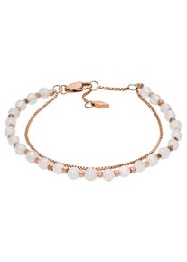 Fossil Damen Armband "JEWELRY, JF04443710, JF04444791, JF04445040", Edelstahl, rosa, Edelstahl, Armbänder, mit Howlith, Rosenquarz oder Türkis