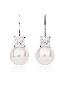 NENALINA Damen Paar Ohrhänger "Synthetische Perle Zirkonia 925 Silber", OneSize, ohne Stein, Silber 925 (Sterlingsilber), silber, Silber 925