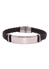Firetti Herren Lederarmband "Schmuck Geschenk Armschmuck ID-Armband- Optik", Edelstahl-Leder-Kautschuk, braun, Edelstahl, Leder, Kautschuk,
