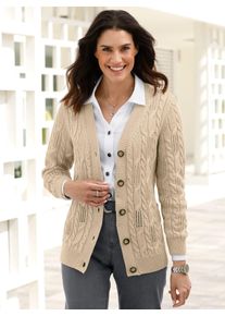 Inspirationen Damen Strickjacke, beige, Gr. 40, unifarben, 50% Baumwolle, 50% Polyacryl, Strickjacken