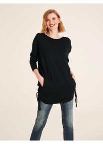 Heine Damen Rundhalspullover "Longpullover", schwarz, Gr. 34, unifarben, 70% Viskose, 30% Polyamid, Pullover