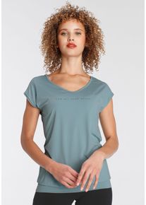 FAYN SPORTS Damen Funktionsshirt "Cuffed Tee", blau, sportlich, Gr. 32, Jersey, Obermaterial: 87% Polyester, 13% Elasthan, Shirts, atmungsaktiv,