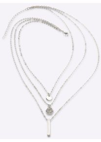 Heine Damen Kette mit Anhänger, silber, modisch, Glas, Metall, Halsketten