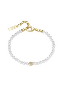 Damen Armband "mit Zirkonia und Muschelkern-Perlen, Silber 925", 20cm, Silber 925 (Sterlingsilber), gold, Giorgio Martello MILANO, Silber 925