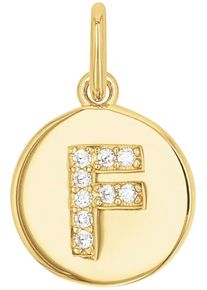Amor Damen Buchstaben-Anhänger "A-Z", F, Silber 925 (Sterlingsilber), 0,79 g, gold, Silber 925 (Sterlingsilber), Schmuckanhänger, mit Zirkonia