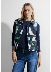 Cecil Damen Kurzweste, blau, casual, Gr. XXL, gemustert, Stoff, Obermaterial: 100% Polyester, Futter: 100% Polyester, Westen, mit Knopfleiste
