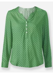 sheego Gro&szlig;e Gr&ouml;&szlig;en Schlupf-Bluse mit Minimal-Muster, apfel-wei&szlig;-bedruckt, Gr&ouml;&szlig;e 44 - Damen