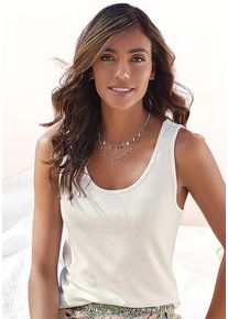Lascana Pyjamaoberteil braun Gr. 32/34 für Damen. Mit Rundhals. Figurbetont