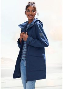 ELBSAND Regenjacke blau Gr. M (38) für Damen. Mit Badge, Logodruck. Gerade
