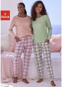 Vivance Dreams Pyjama mehrfarbig Gr. 32/34 für Damen. Rundhals und Allover-Druck, Print. Bequem. Nachhaltig.