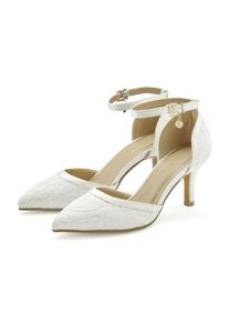 Lascana Pumps 'Slingpumps, Riemchenpumps mit Spitze und bequemer Absatzhöhe' weiß Gr. 36 für Damen