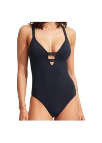 Seafolly Collective Deep V One Piece Badeanzug Women (Gr 8 |blau)