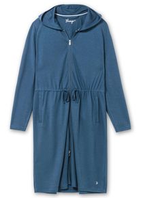 Große Größen Bademantel mit Reißverschluss und Kapuze Gr. 52/54 blau von sheego für Damen