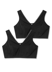 Große Größen Doppelpack Bustiers mit Spitzenbesatz Gr. 120G schwarz/schwarz von sheego für Damen