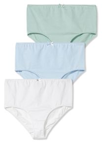 Große Größen Dreierpack Taillenslips mit Zierschleife vorn Gr. 40/42 beige/grün/hellblau von sheego für Damen