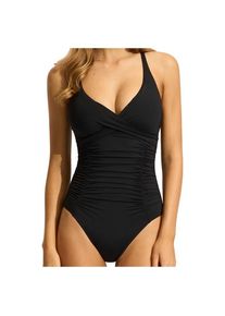 Seafolly Collective MF Gathered Wrapfront Onepiece Badeanzug Damen (Gr 6 |schwarz)