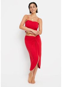 LSCN BY LASCANA Strandset: Spaghettitop und Midirock rot Gr. 36 für Damen. Mit eckiger Ausschnitt. Figurbetont. Nachhaltig.