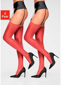 Lascana Strapsstrümpfe rot Gr. 32/34 für Damen. Elastisch