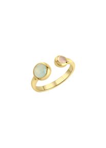 JAMELLI Ring Silber 925 vergoldet mit echten pinken und blauen Chalcedon-Steinen