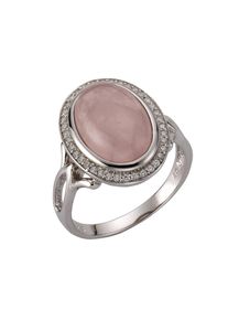 ZEEme Gemstones Ring 925 Sterling Silber rhodiniert mit echtem Rosenquarz Zirkonia