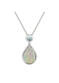 ZEEme Gemstones Halskette Silber 925 rhodiniert 42+5cm Perlmutt weiß Topas blau