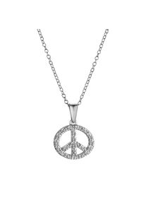 Celesta Silber Halskette Boho Peace mit Kette 42+3cm 925 Silber Zirkonia weiss